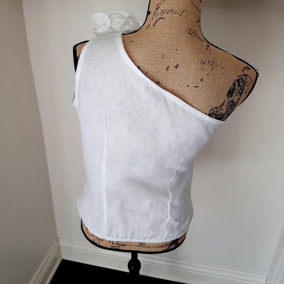 ADRIANA CONTRERAS ONE SHOULDER LINEN TOP - Picture 4 of 9